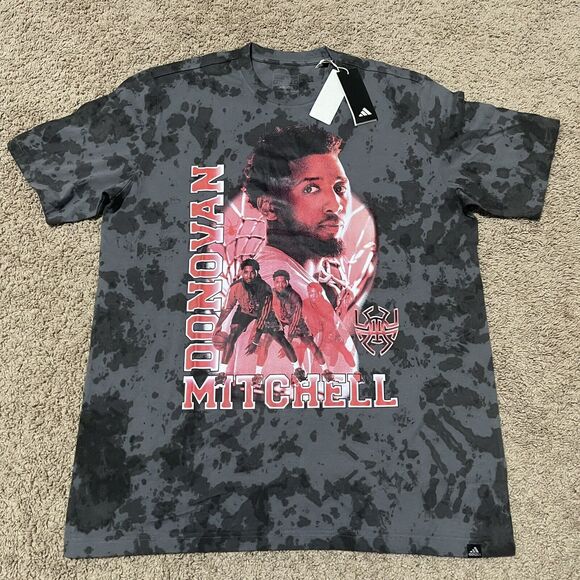 Donovan Mitchell Shirt Mens Large Grey Adidas Tie Dye Camo Tunnel D.O.M Spida - Picture 1 of 11